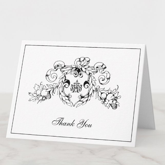 Tarjeta De Agradecimiento Jesús Blanco y negro católico (Subido por el creador)