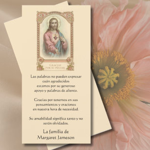 Tarjeta De Agradecimiento Jesús Católico Condolencia Funeral Español