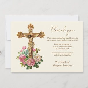 Tarjeta De Agradecimiento Jesús Católico Floral Funeral Pésame Conmiseración