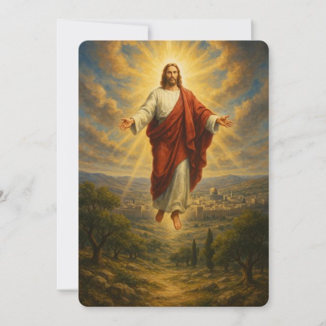 Tarjeta De Agradecimiento Jesús devuelve la carta de saludo de Mt. de aceitu (Anverso)