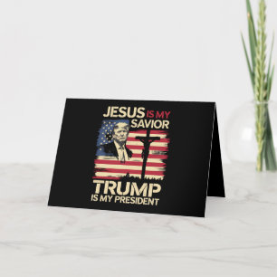 Tarjeta De Agradecimiento Jesús es mi salvador Trump es mi presidente bander