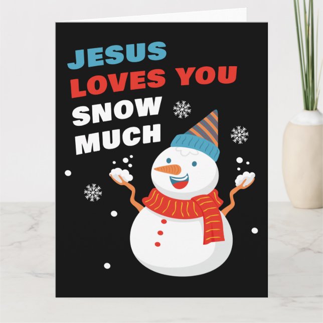 Tarjeta De Agradecimiento Jesús Te Ama La Nieve Mucho Navidades Cristianos (Anverso)