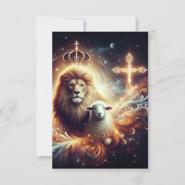 Tarjeta De Agradecimiento Jesusis, el león y el cordero (Anverso)