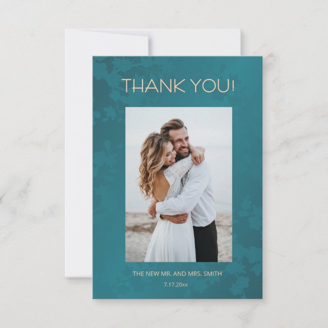 Tarjeta De Agradecimiento Jewel Peacock Tone Wedding Thank You Card (Anverso)