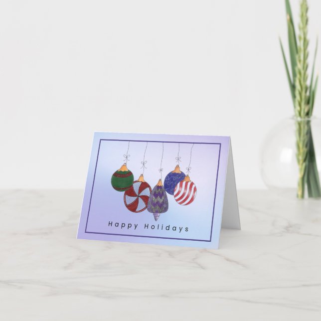 Tarjeta De Agradecimiento Jewel-Tone Doodle Ornaments Holiday Card (Anverso)