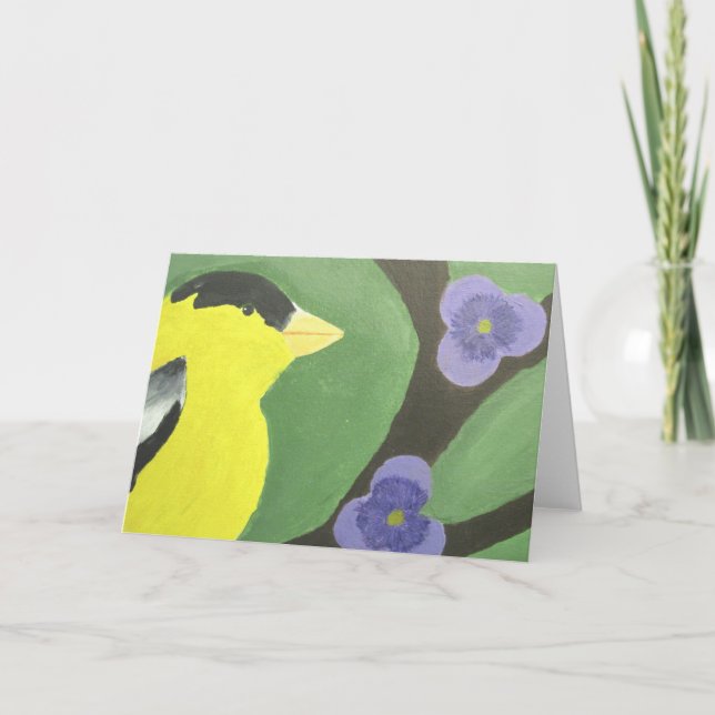 Tarjeta De Agradecimiento Jilguero con Violetas (Anverso)