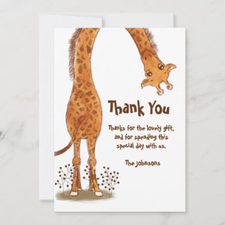 Tarjeta De Agradecimiento Jirafa, Cumpleaños de Animal de Zoológico, Persona