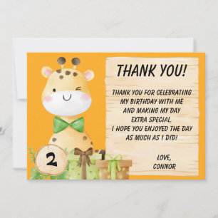 Tarjeta De Agradecimiento Jirafa Linda para Niños Pequeños