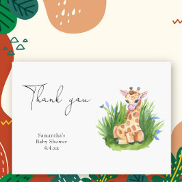 Tarjeta De Agradecimiento Jirafa Salvaje - gracias baby shower