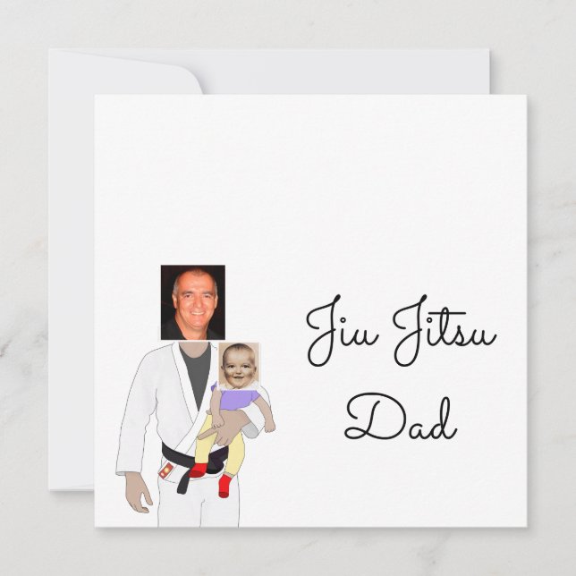 Tarjeta De Agradecimiento Jiu Jitsu Dad Custom Photos and Handwritten Text (Anverso)