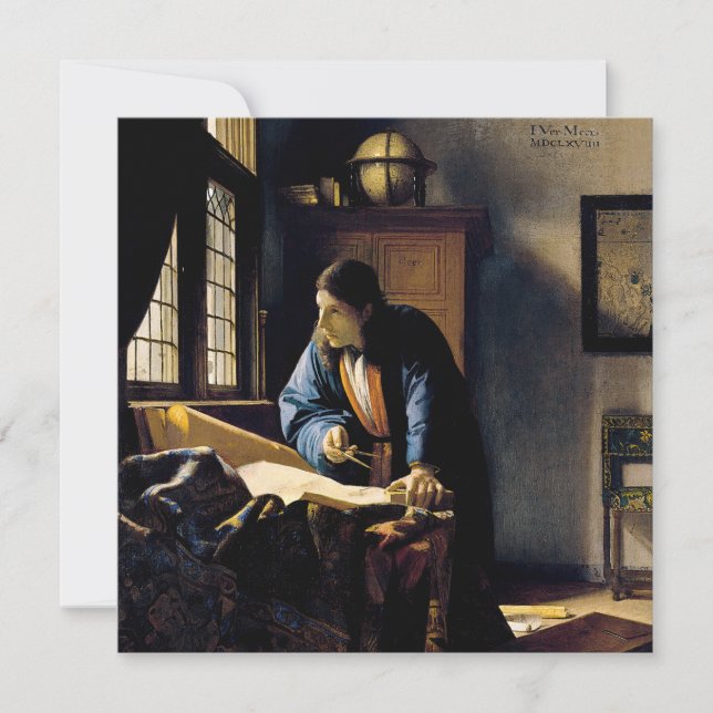 Tarjeta De Agradecimiento Johannes Vermeer - El geógrafo (Anverso)