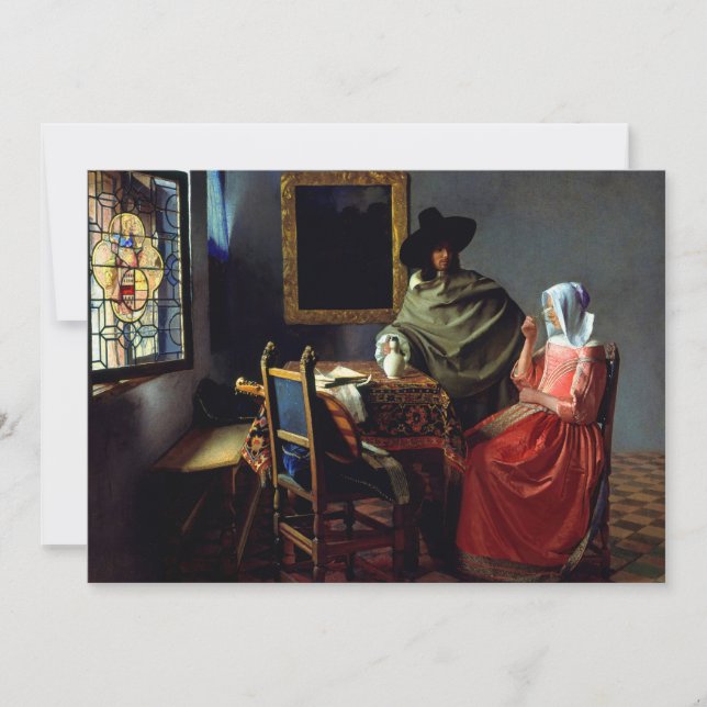 Tarjeta De Agradecimiento Johannes Vermeer - La copa de vino (Anverso)