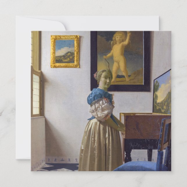 Tarjeta De Agradecimiento Johannes Vermeer - Lady de pie en un vírgen (Anverso)