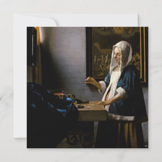 Tarjeta De Agradecimiento Johannes Vermeer - Mujer con equilibrio (Anverso)