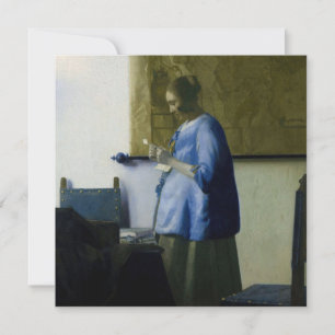 Tarjeta De Agradecimiento Johannes Vermeer - Mujer en azul leyendo una carta