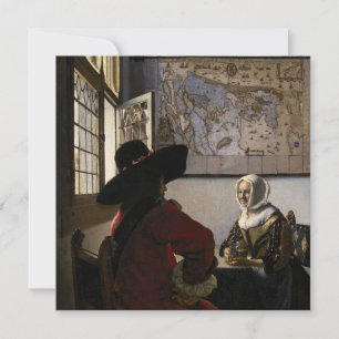 Tarjeta De Agradecimiento Johannes Vermeer - Oficial con una chica riendo