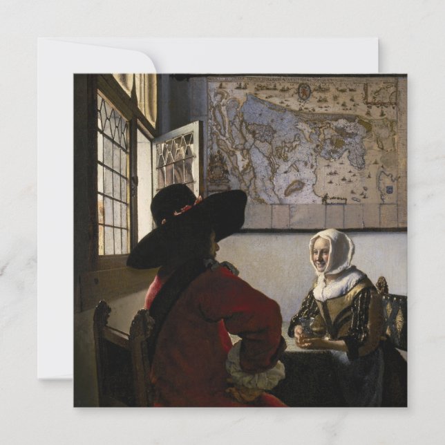 Tarjeta De Agradecimiento Johannes Vermeer - Oficial con una chica riendo (Anverso)