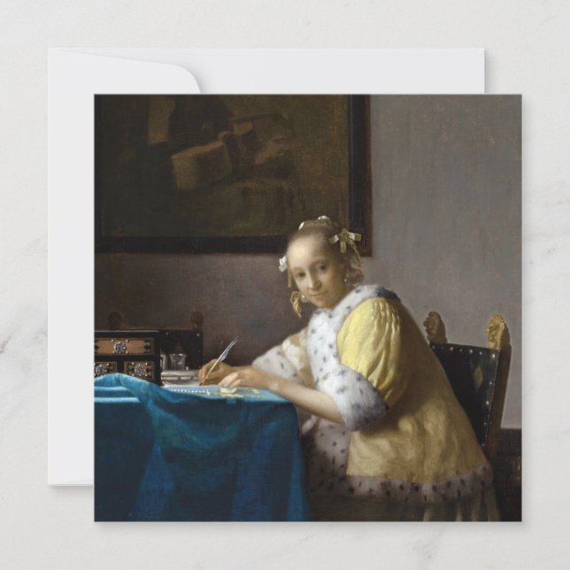 Tarjeta De Agradecimiento Johannes Vermeer - Una dama escribiendo una carta (Anverso)