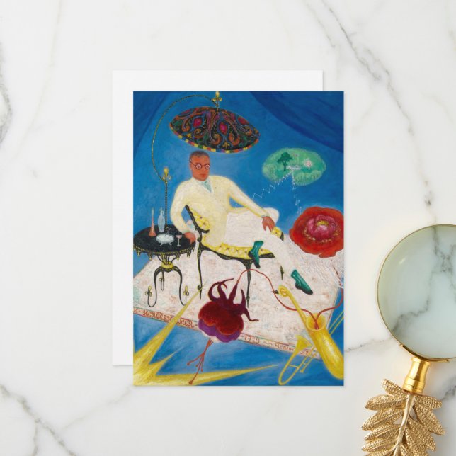 Tarjeta De Agradecimiento Joseph Hergesheimer por Florine Stettheimer (Anverso/Reverso In Situ)