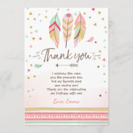 Tarjeta De Agradecimiento Jóvenes salvajes y tres Feathers Boho de las carta