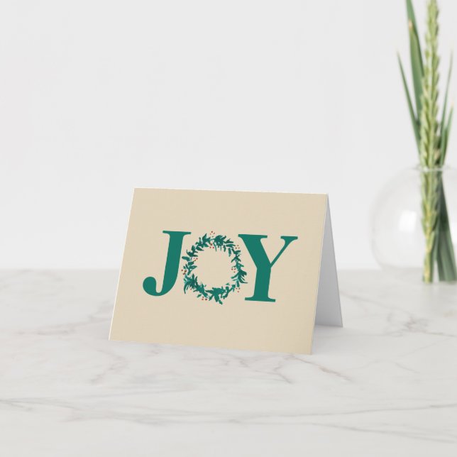 Tarjeta De Agradecimiento Joy Navidades Wreath con Berries (Anverso)