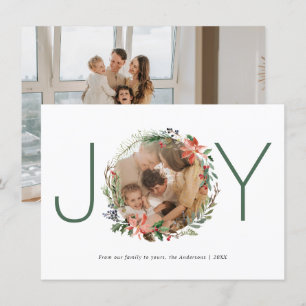 Tarjeta De Agradecimiento Joy Navidades Wreath Happy Holidays Photo Card