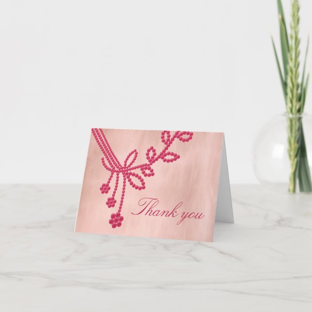 Tarjeta De Agradecimiento Joyas antiguas Gracias Tarjeta, Magenta (Anverso)