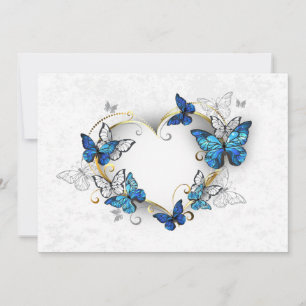 Tarjeta De Agradecimiento Joyería Corazón con Mariposas Morpho