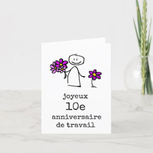 Tarjeta De Agradecimiento Joyeux 10e Anniversario de Travail Carte