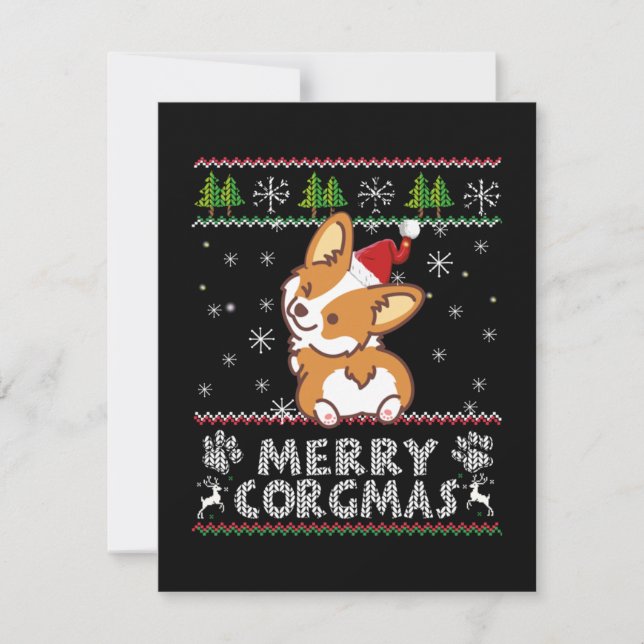 Tarjeta De Agradecimiento Joyeux Corgmas Noel Corgi (Anverso)
