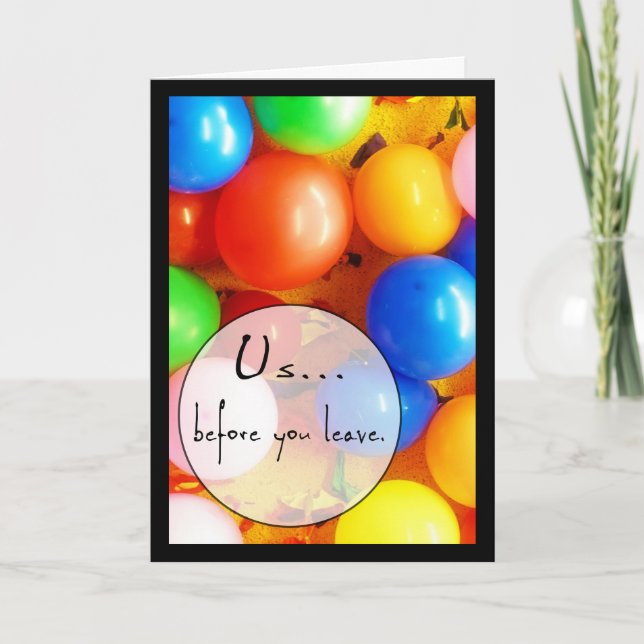 Tarjeta De Agradecimiento Jubilación completa y desinflada de globos o tarje (Anverso)