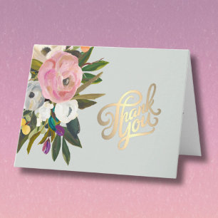 Tarjeta De Agradecimiento Jubilación Presupuesto Floral Pintado a Mano Eleg