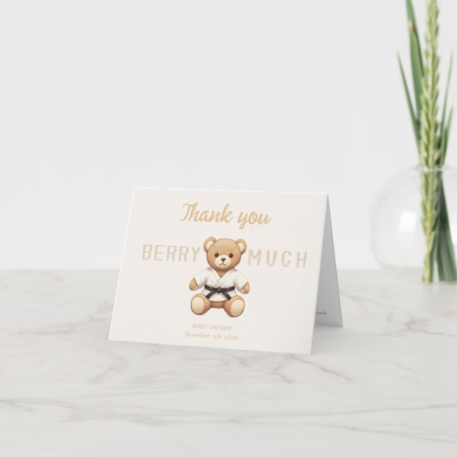 Tarjeta De Agradecimiento Judo Black Belt Bear Baby Shower Collection (Anverso)