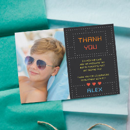 Tarjeta De Agradecimiento Juego de Arcade Retro Niños Foto de cumpleaños