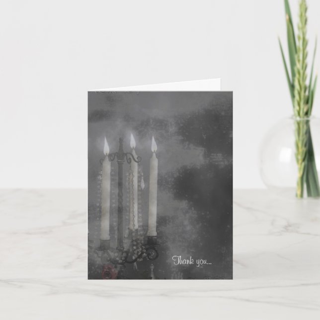 Tarjeta De Agradecimiento Juego de bodas de rosas con velas de resplandor gó (Anverso)