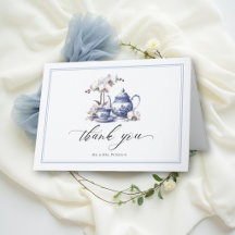 Juego de té azul Hampton Toile orquídea boda parej