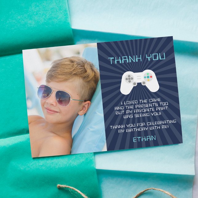 Tarjeta De Agradecimiento Juego de video retro Niños foto de cumpleaños (Subido por el creador)