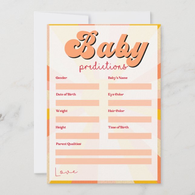 Tarjeta De Agradecimiento juegos de baby shower hippie divertidos (Anverso)