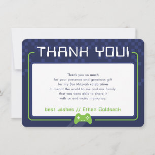 Tarjeta De Agradecimiento JUEGOS MODERNOS GRACIAS neon verde azul marino