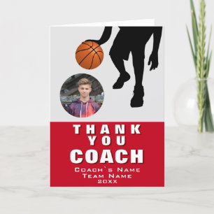 Tarjeta De Agradecimiento Jugador de baloncesto, entrenador fotográfico de S