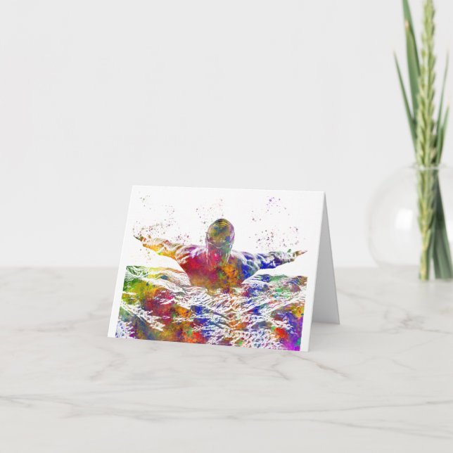 Tarjeta De Agradecimiento Jugador de fútbol en acuarela (Anverso)