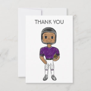 Tarjeta De Agradecimiento jugador de fútbol retro vintage simple morado negr
