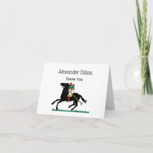 Tarjeta De Agradecimiento Jugador de polo vintage en pony de polo