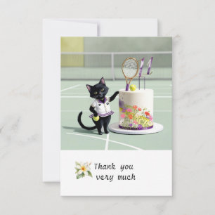 Tarjeta De Agradecimiento Jugador de tenis en la acuarela de la cancha