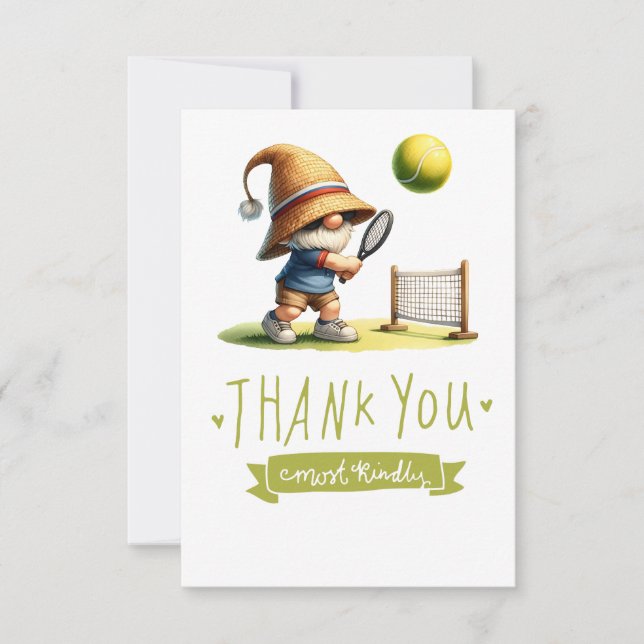Tarjeta De Agradecimiento Jugador de tenis jugando al tenis (Anverso)