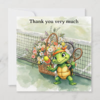 jugador de tenis TORTUGA con cesta de flores en la
