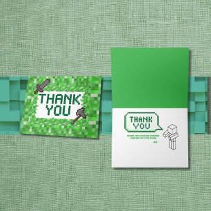 Tarjeta De Agradecimiento Jugador pixelado verde edificio doblado gracias 