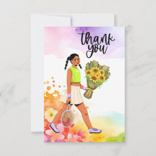 Tarjeta De Agradecimiento Jugadora de tenis con flores