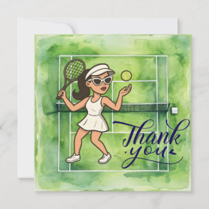 Tarjeta De Agradecimiento Jugadora de tenis juega al tenis