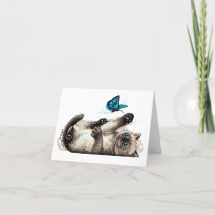 Tarjeta De Agradecimiento Jugadores Notecards de gatitos y mariposas